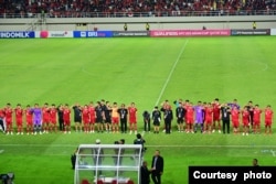 Timnas U23 lolos ke putaran final Piala Asia U23 di Qatar 2024 setelah menaklukkan Turkmenistan di stadion Manahan, Solo (courtesy: Setpres RI).